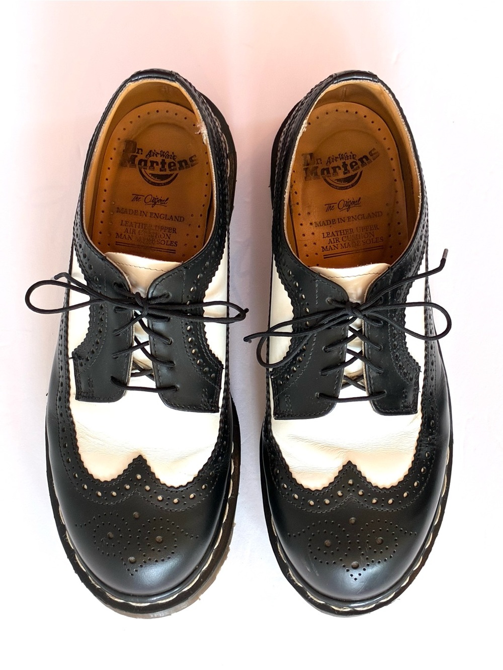 Dr. Martens 3989 Bex Smooth Leather Brogue Shoes, Black & White, Made in England - Picture 7 of 16
